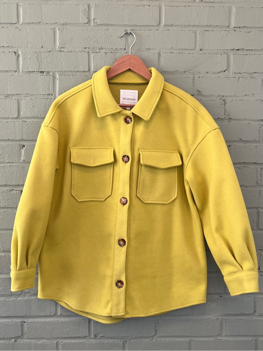 Avec Les Filles chartreuse Button Front Jacket
